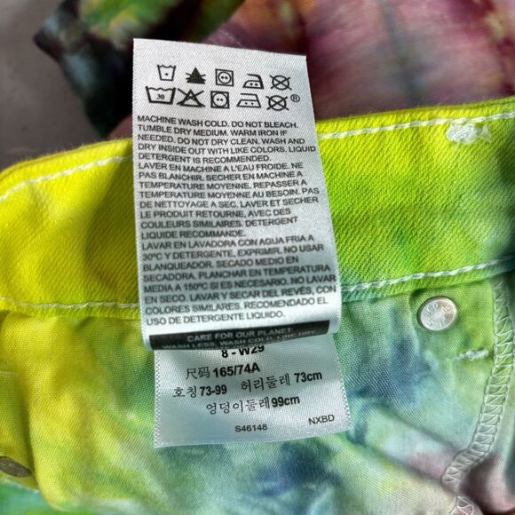 Signature by Levi Strauss Mid Rise Skinny Crop Jeans 8 Tie Dye Distressed Y2K - Picture 11 of 14